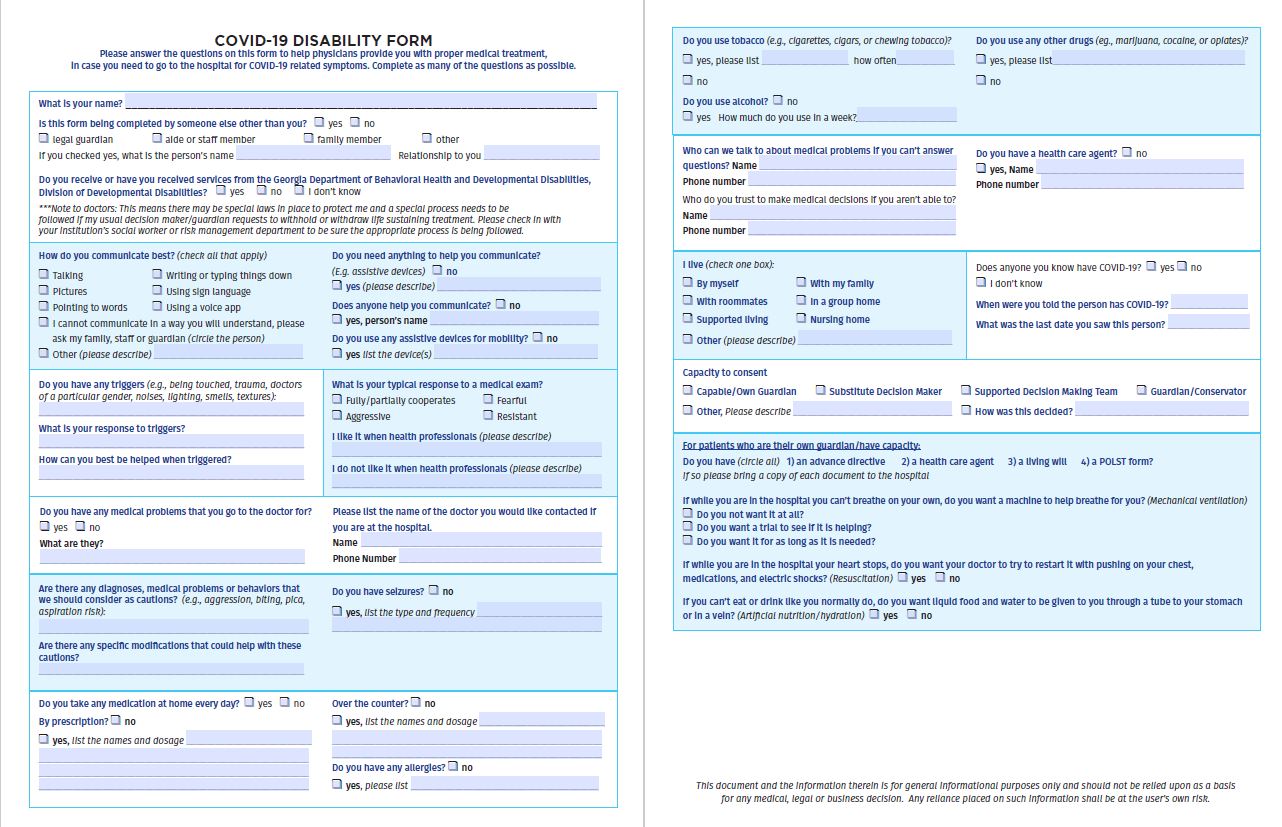 COVID-19 Disability Form