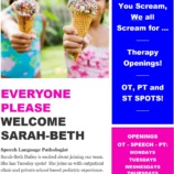 Everyone Please Welcome Sarah-Beth, Speech Language Pathologist